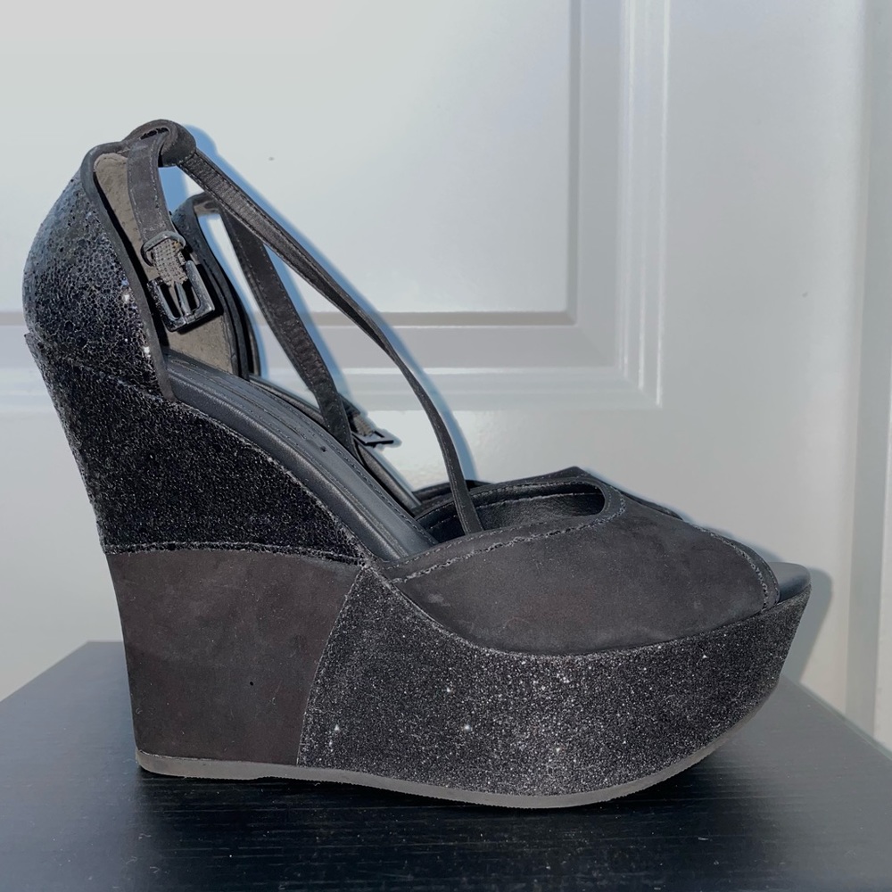 Black Wedge Heels